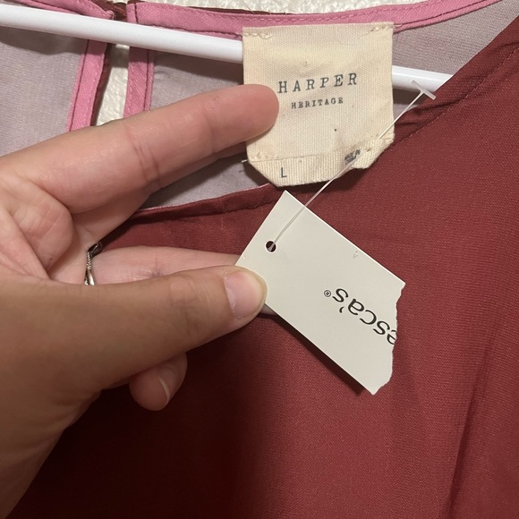 NWT Pink Ombre Dress Harper Size Large Keyhole Back Button 20” Bust 35” Length - Picture 2 of 3